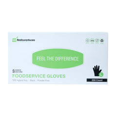 Serve Secure Black TPE Hybrid Plastic Large Foodservice Glove - Latex Free, Powder Free - 10