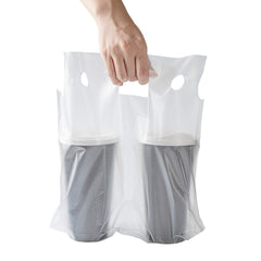 Bag Tek Clear Plastic Drink Carrier Bag - Fits 2 Cups - 12 1/2