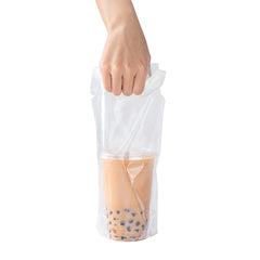 Basic Nature Clear Plastic Drink Carrier Bag - Fits 1 Cup, Biodegradable - 6 1/4