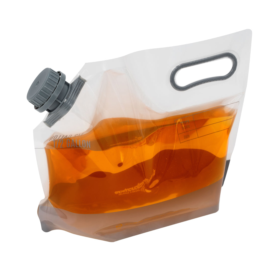 Cater Tek 1/2 gal Clear Plastic Take Out Drink Bag - with Safety Cap - 11 3/4" x 4 1/4" x 9" - 2 count box