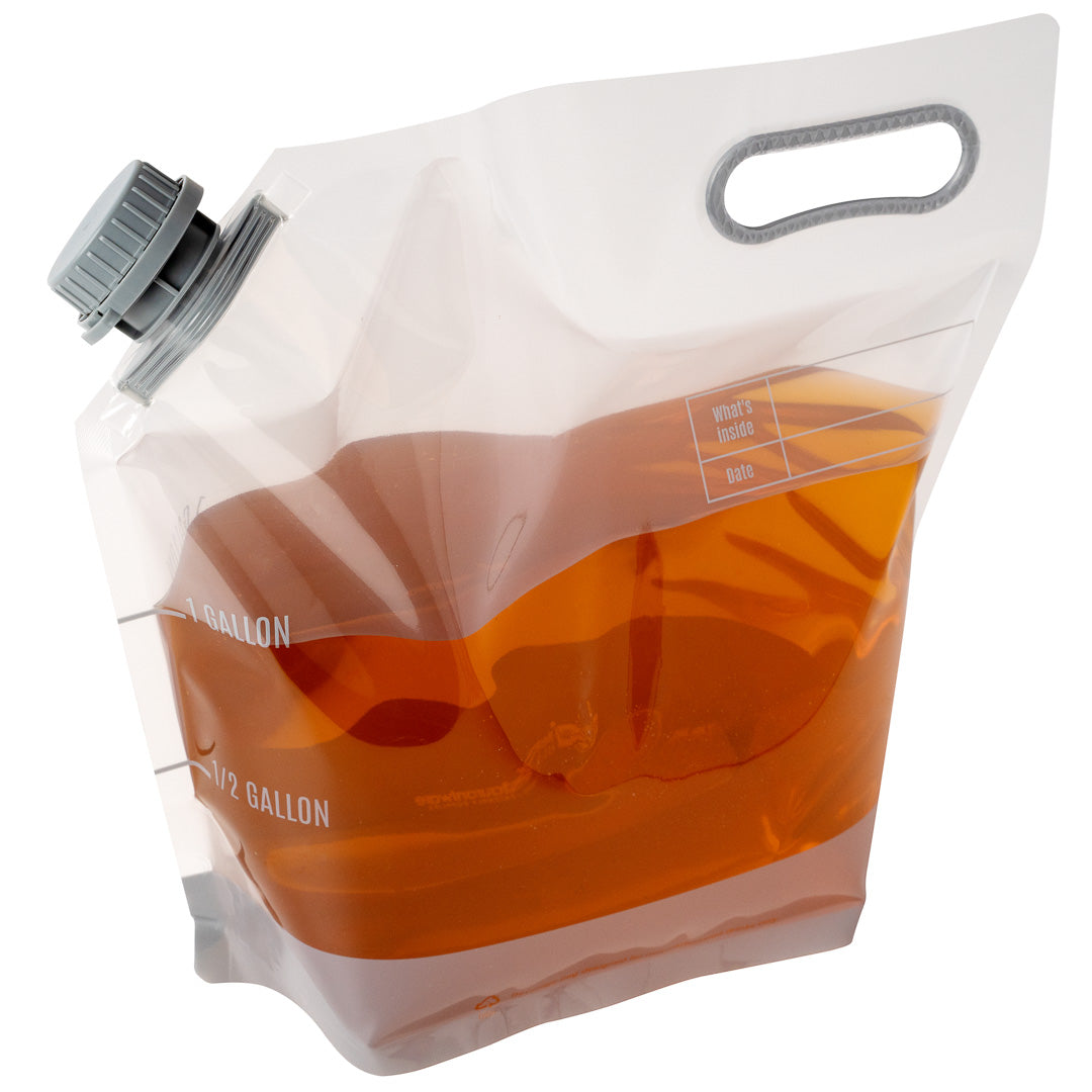 Cater Tek 1 gal Clear Plastic Take Out Drink Bag - with Safety Cap - 12 3/4" x 5 3/4" x 11 3/4" - 2 count box