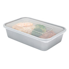 Futura 17 oz Silver Plastic Take Out Container - with Clear Lid, Microwavable - 6 3/4