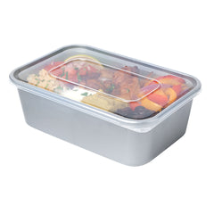 Futura 25 oz Silver Plastic Take Out Container - with Clear Lid, Microwavable - 6 3/4