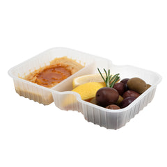 Futura 10 oz White Plastic Wide 2-Compartment Insert Tray - Fits 32 and 37 oz Containers, Microwavable - 100 count box