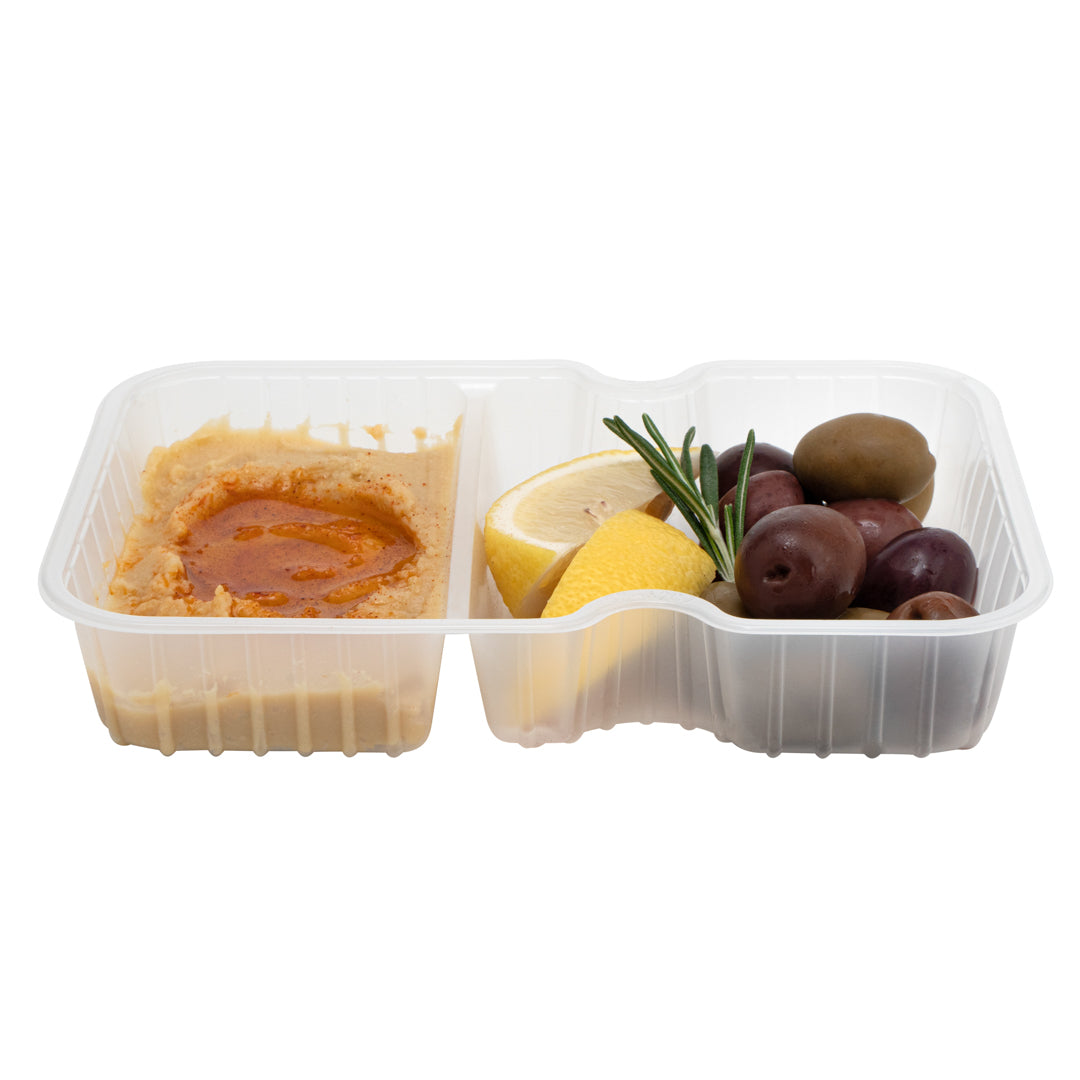 Kitchen Insert Containers Futura 10 oz Rectangle White Plastic Insert Tray - Wide 2-Compartment ...