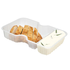 Futura 10 oz White Plastic Narrow 2-Compartment Insert Tray - Fits 32 and 37 oz Containers, Microwavable - 100 count box