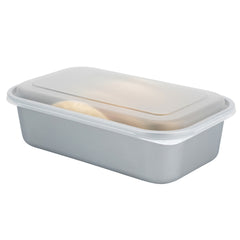 Futura 34 oz Silver Plastic Heavy Duty Container - with Frosted Lid, Microwavable, Inserts Available - 8 1/4