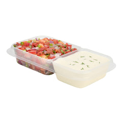 Futura 15 oz Clear Plastic Heavy Duty 2-Compartment Insert Tray - Fits 24, 34 and 44 oz Containers, Microwavable - 100 count box