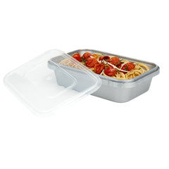 Futura 24 oz Silver Plastic Tamper-Evident Container - with Clear Lid, Microwavable - 7