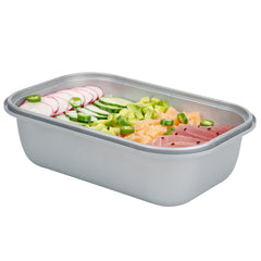 Futura 46 oz Matte Gray Plastic Tamper-Evident Container - with Lid, Microwavable, Inserts Available - 8 3/4