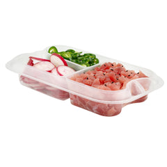 Futura 17 oz Clear Plastic 3-Compartment Insert Tray - Fits 46 oz Container, Microwavable - 100 count box