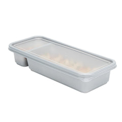Futura 20 oz Silver Plastic 2-Compartment Catering Container - with Clear Lid, Microwavable - 8 3/4