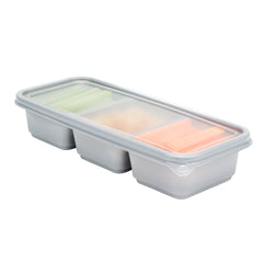 Futura 20 oz Silver Plastic 3-Compartment Catering Container - with Clear Lid, Microwavable - 8 3/4
