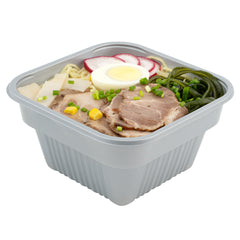 Futura 34 oz Silver Plastic Take Out Bowl - with Lid, Microwavable, Inserts Available - 6