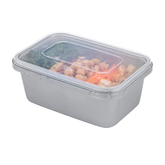 Futura 35 oz Silver Plastic Tamper-Evident Container - with Clear Lid, Microwavable - 7