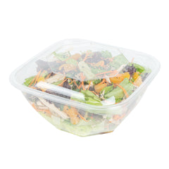 Thermo Tek 51 oz Square Clear Plastic Take Out Salad Bowl - with Lid, Anti-Fog - 7 1/2