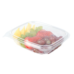 Thermo Tek 8 oz Rectangle Clear Plastic Deli / Snack Container - with Hinged Lid, Anti-Fog - 10