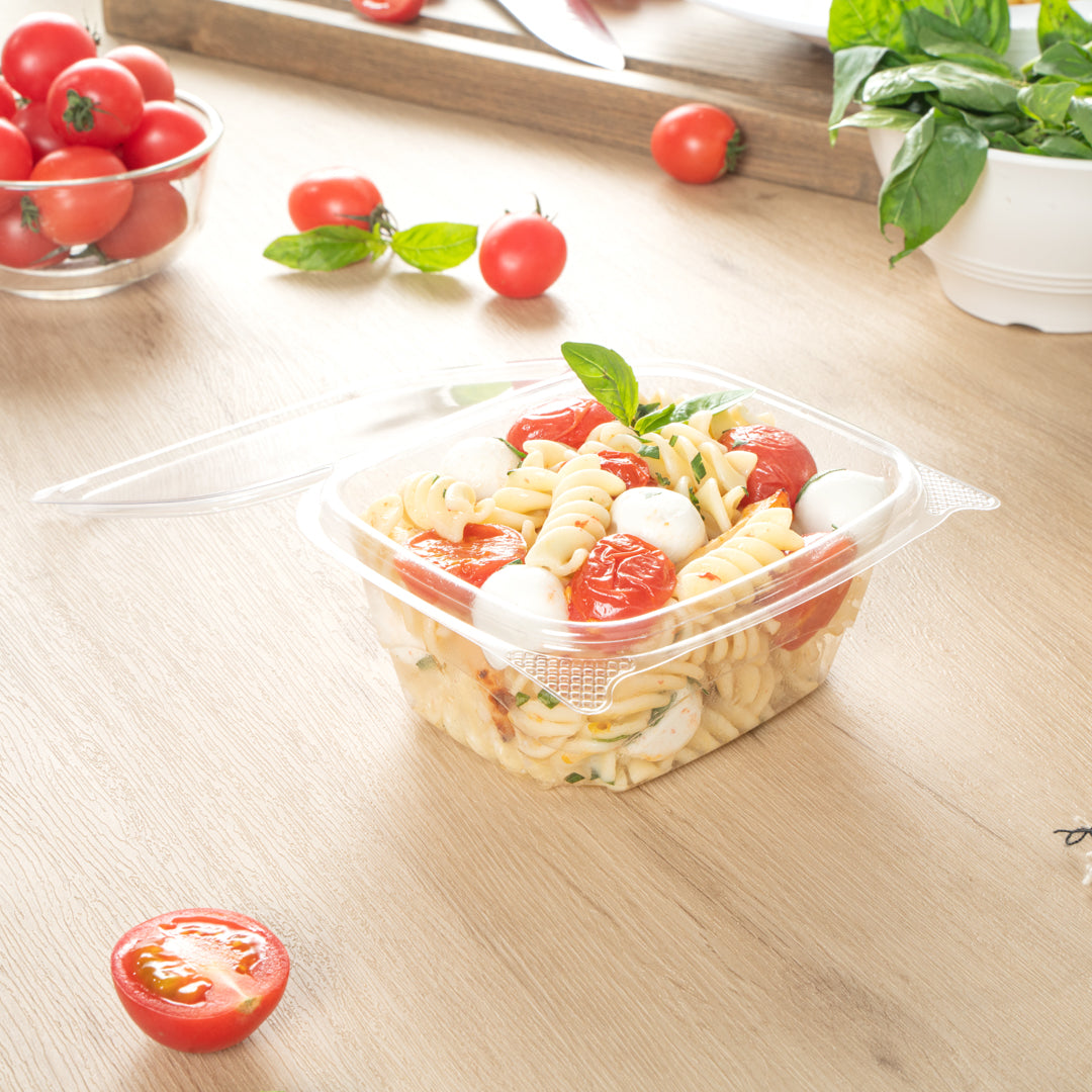 Thermo Tek 16 oz Rectangle Clear Plastic Deli / Snack Container - with ...