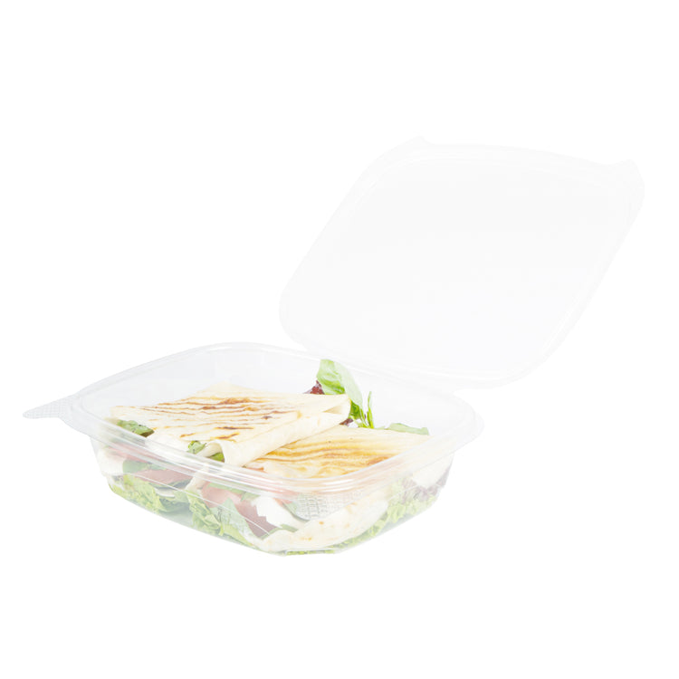 Restaurantware Thermo Tek 24 Ounce Deli Food Containers 100 Anti-Fog Hinged Lid Containers - Freezable Rectangle Clear Plastic to Go Food Containers