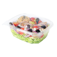 Thermo Tek 32 oz Rectangle Clear Plastic Deli / Snack Container - with Hinged Lid, Anti-Fog - 7 1/2