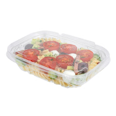 Tamper Tek 8 oz Rectangle Clear Plastic Container - with Hinged Lid, Tamper-Evident - 4 3/4