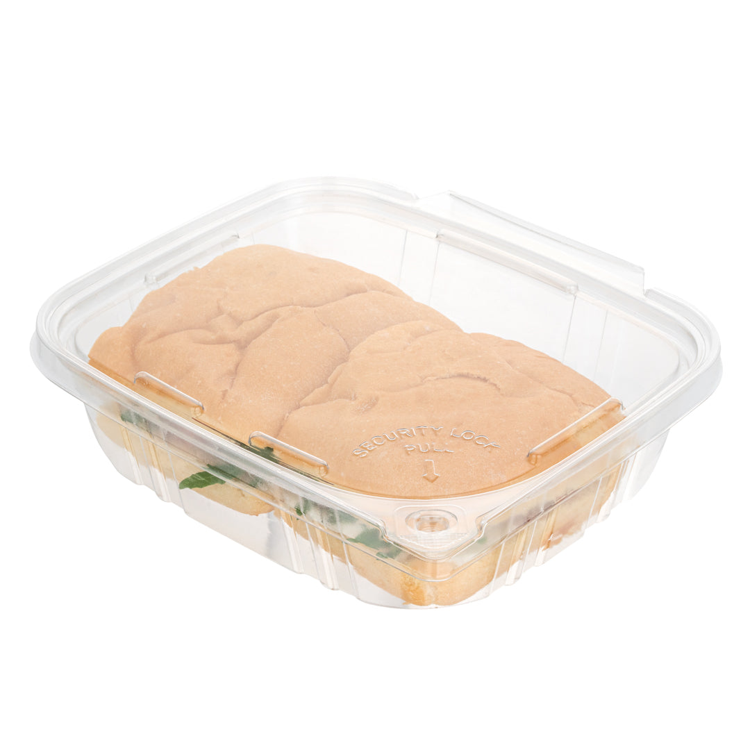 Tamper Tek 24 oz Rectangle Clear Plastic Container - with Hinged Lid ...