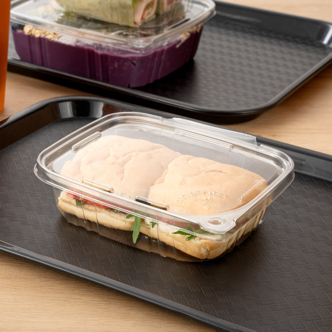 Tamper Tek 24 oz Rectangle Clear Plastic Container - with Hinged Lid ...