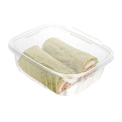 Tamper Tek 32 oz Rectangle Clear Plastic Container - with Hinged Lid, Tamper-Evident - 6 1/2