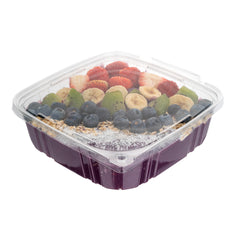 Tamper Tek 48 oz Rectangle Clear Plastic Container - with Hinged Lid, Tamper-Evident - 8 1/4