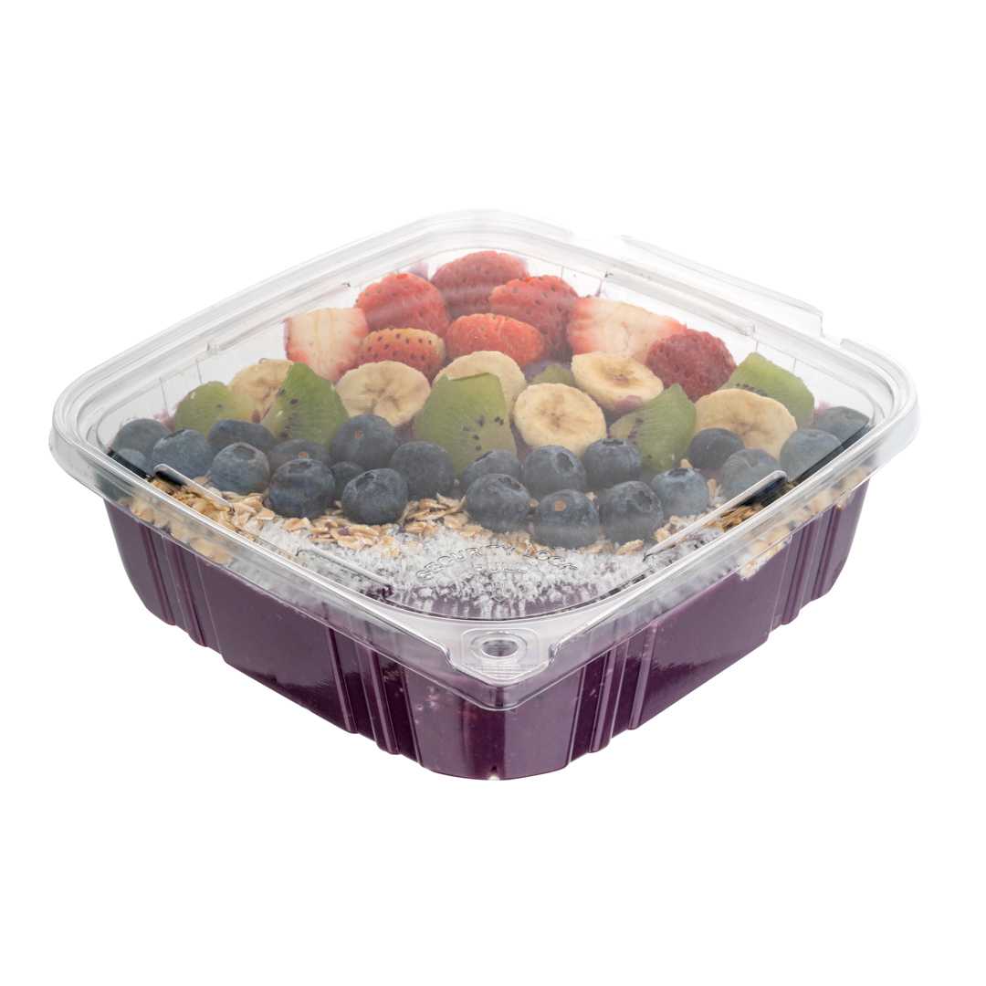 Tamper Tek 48 oz Rectangle Clear Plastic Container - with Hinged Lid, Tamper-Evident - 8 1/4" x 7 1/2" x 2 3/4" - 200 count box