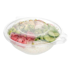Tamper Tek 24 oz Round Clear Plastic Bowl - with Hinged Lid, Tamper-Evident - 7