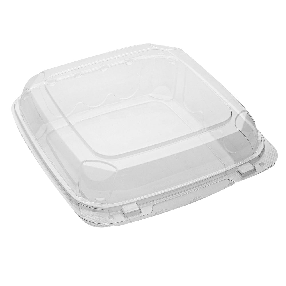Thermo Tek 46 oz Rectangle Clear Plastic Clamshell Container - Anti-Fog -  9 x 8 1/4 x 2 1/2 - 100 count box