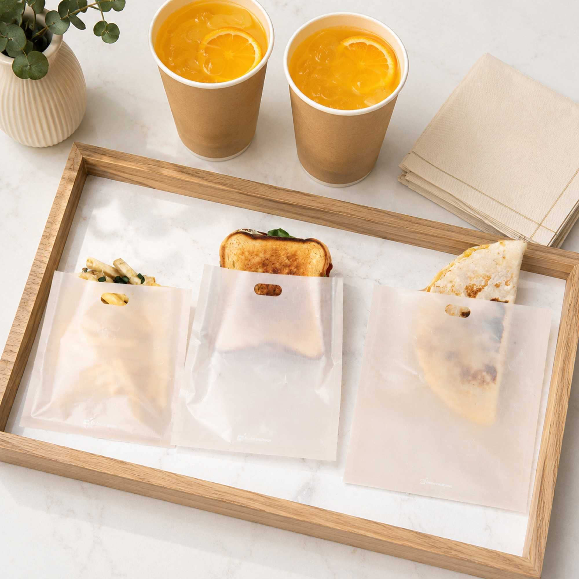 Bag Tek Kraft Plastic Toaster Bag Set - Non-Stick, Heat-Resistant, Semi-Disposable - 6 count box