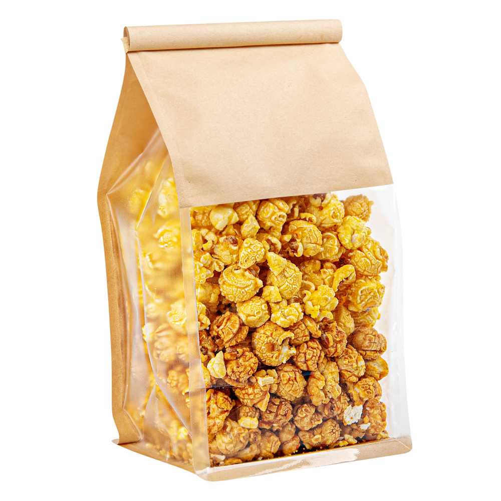 Bag Tek Kraft Cotton Paper Tin Tie Bag - with Clear Window - 5" x 4" x 11 1/4" - 1000 count box