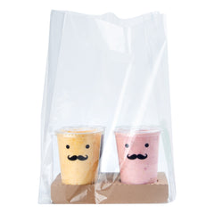 Bag Tek Clear Plastic Take Out Bag - Fits 4-Cup Drink Carrier - 17 3/4