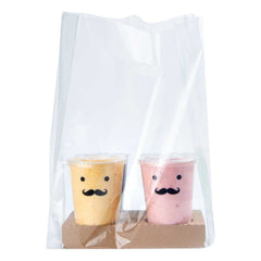 Bag Tek Clear Plastic Take Out Bag - Fits 4-Cup Drink Carrier - 17 3/4