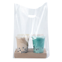 Saving Nature Clear Plastic Take Out Bag - Fits 4-Cup Drink Carrier - 17 3/4