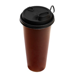Bev Tek Black Plastic 2-in-1 Straw or Sippy Cup Lid - with Two Plugs, Fits 12, 16 and 24 oz - 500 count box