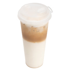 Bev Tek Clear Plastic 2-in-1 Straw or Sippy Cup Lid - with Two Plugs, Fits 12, 16 and 24 oz - 500 count box