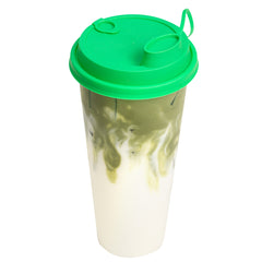 Bev Tek Green Plastic 2-in-1 Straw or Sippy Cup Lid - with Two Plugs, Fits 12, 16 and 24 oz - 500 count box