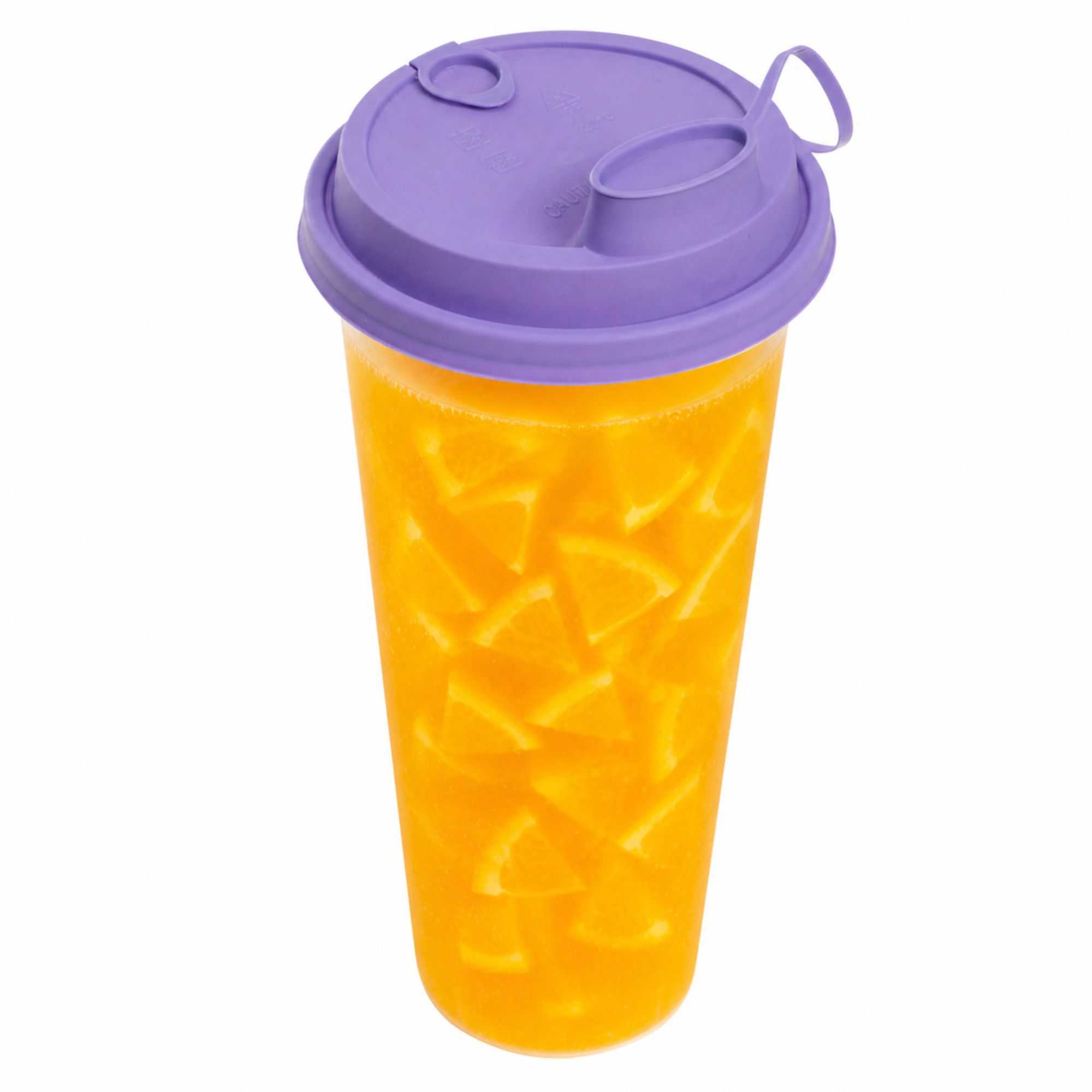 Bev Tek Purple Plastic 2-in-1 Straw or Sippy Cup Lid - with Two Plugs, Fits 12, 16 and 24 oz - 500 count box