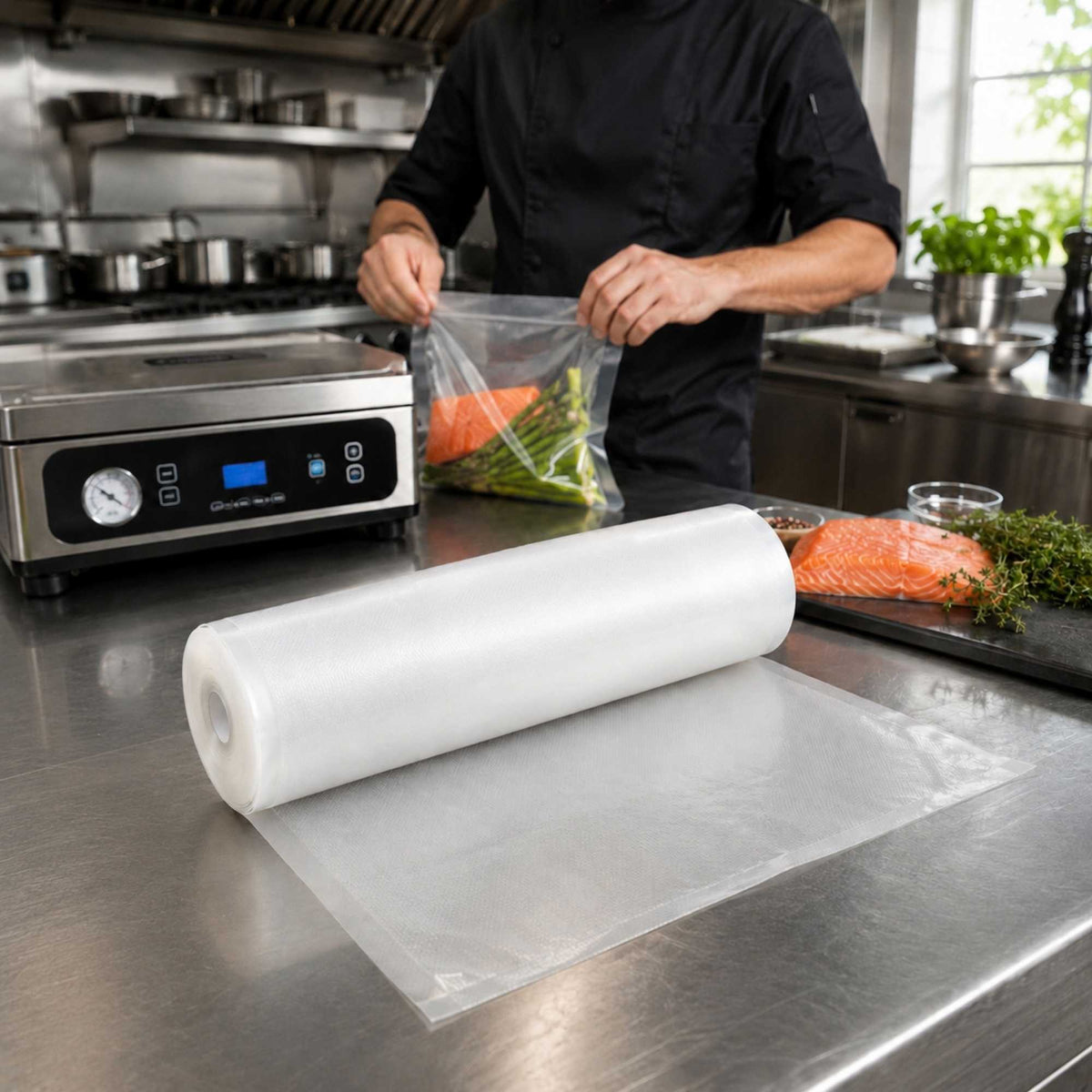 Fresh Hero Clear Plastic Full Mesh External Vacuum Sealer Bag Roll - 3 mil - 15" x 50' - 10 count box