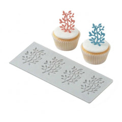 Pastry Tek Gray Silicone Branch with Leaves Fondant Impression Mat - 48 count box
