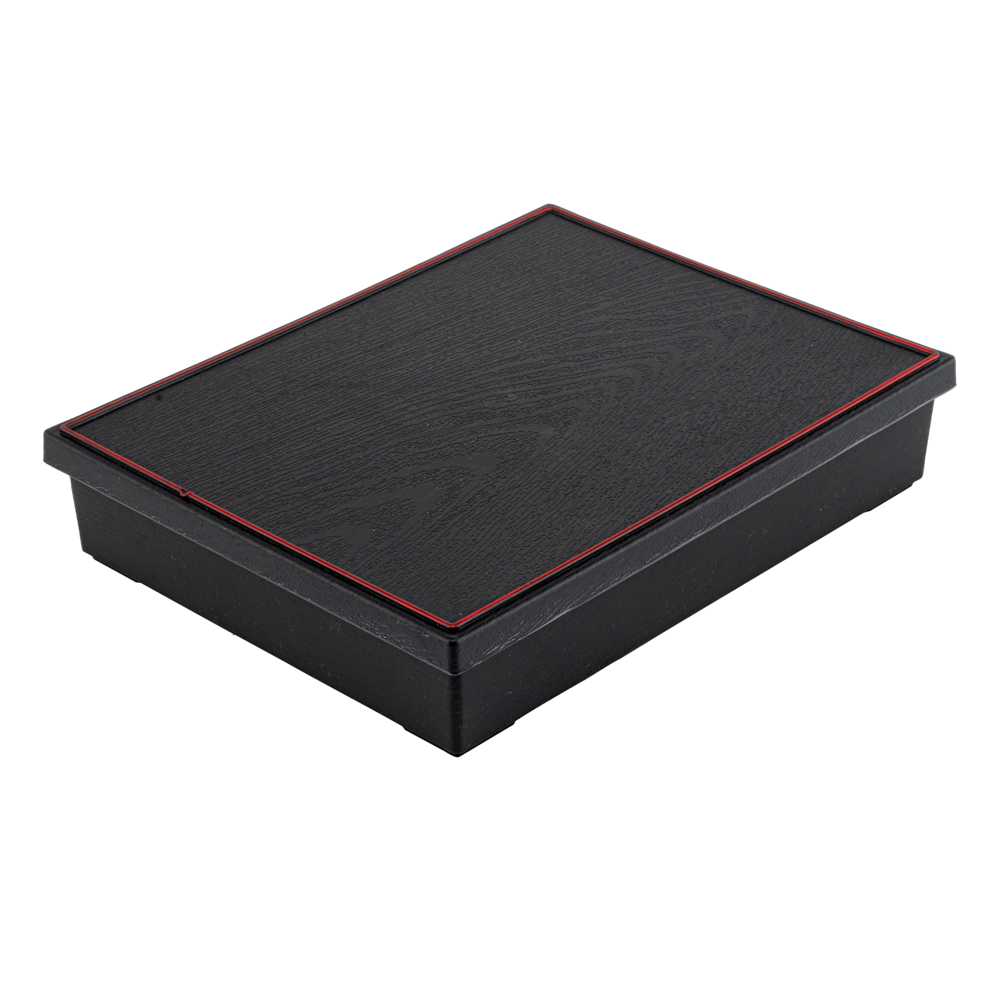 Bento Tek Rectangle Black and Red Small Japanese Style Bento Box - 5 Compartments - 10 3/4" x 8 1/4" x 2 1/4" - 20 count box