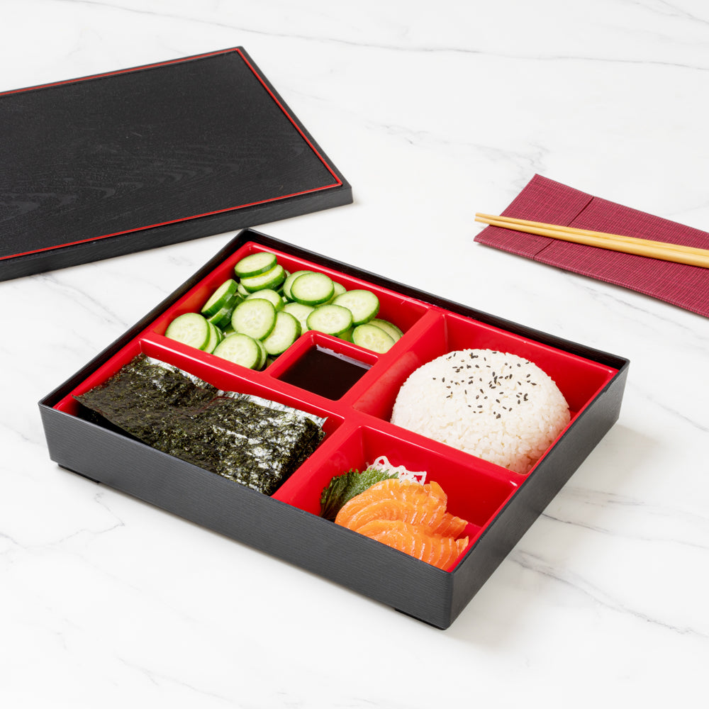 Bento Large Bento Tek Rectangle Black and Red Large Japanese Style Bento Box - 5 ...