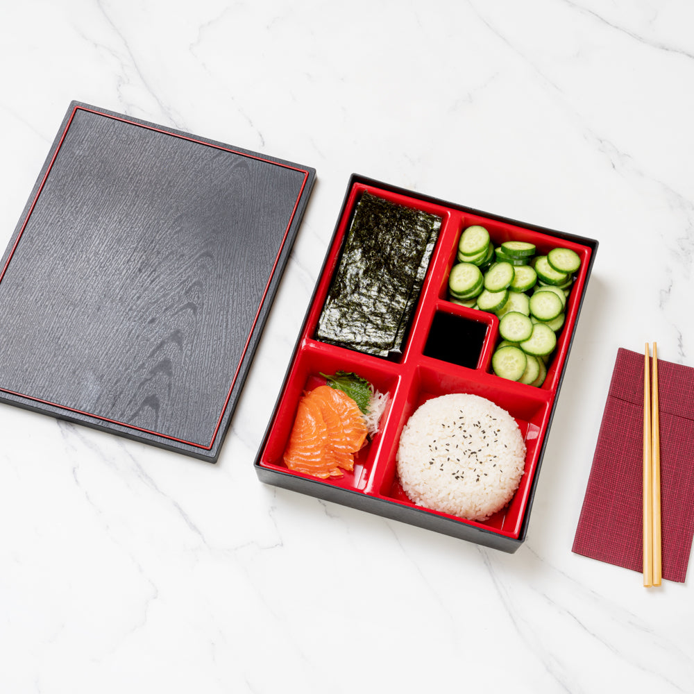 Bento Large Bento Tek Rectangle Black and Red Large Japanese Style Bento Box - 5 ...