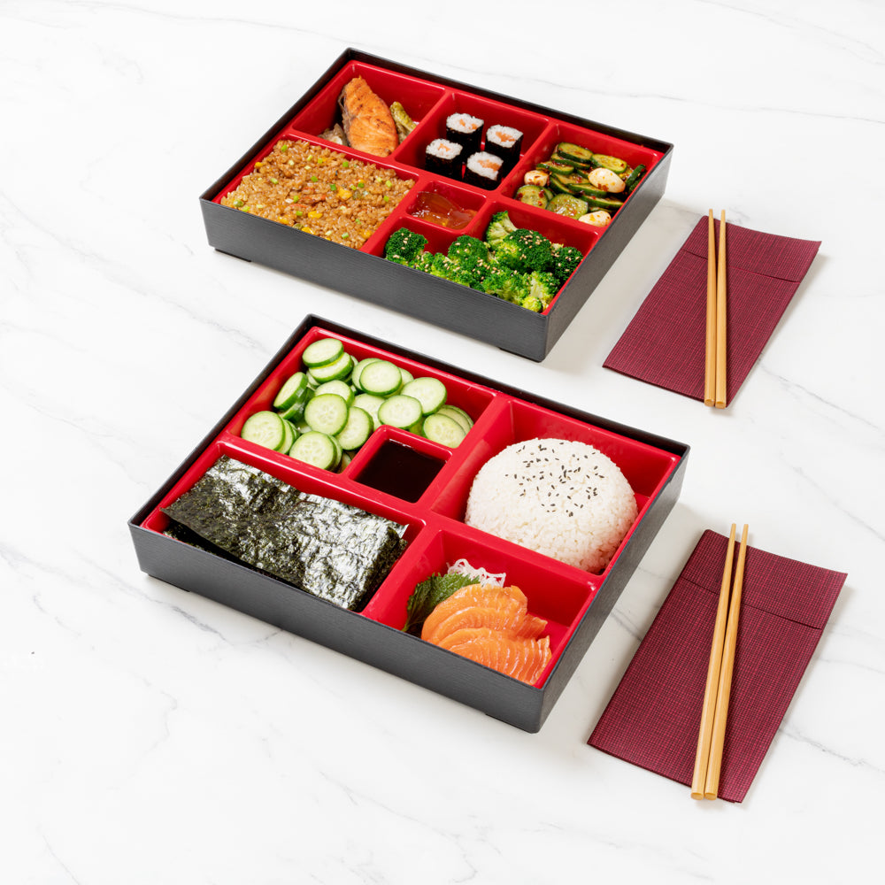 Bento Large Bento Tek Rectangle Black and Red Large Japanese Style Bento Box - 5 ...