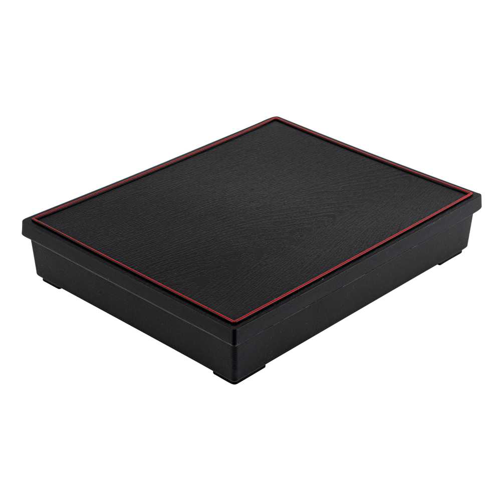 Bento Tek Rectangle Black and Red Large Japanese Style Bento Box - 5 Compartments - 12 1/4" x 9 3/4" x 2 1/4" - 20 count box