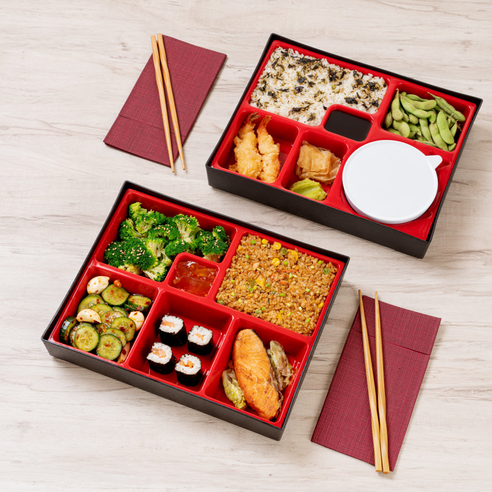 Bento Large Bento Tek Rectangle Black and Red Large Japanese Style Bento Box - 6 ...