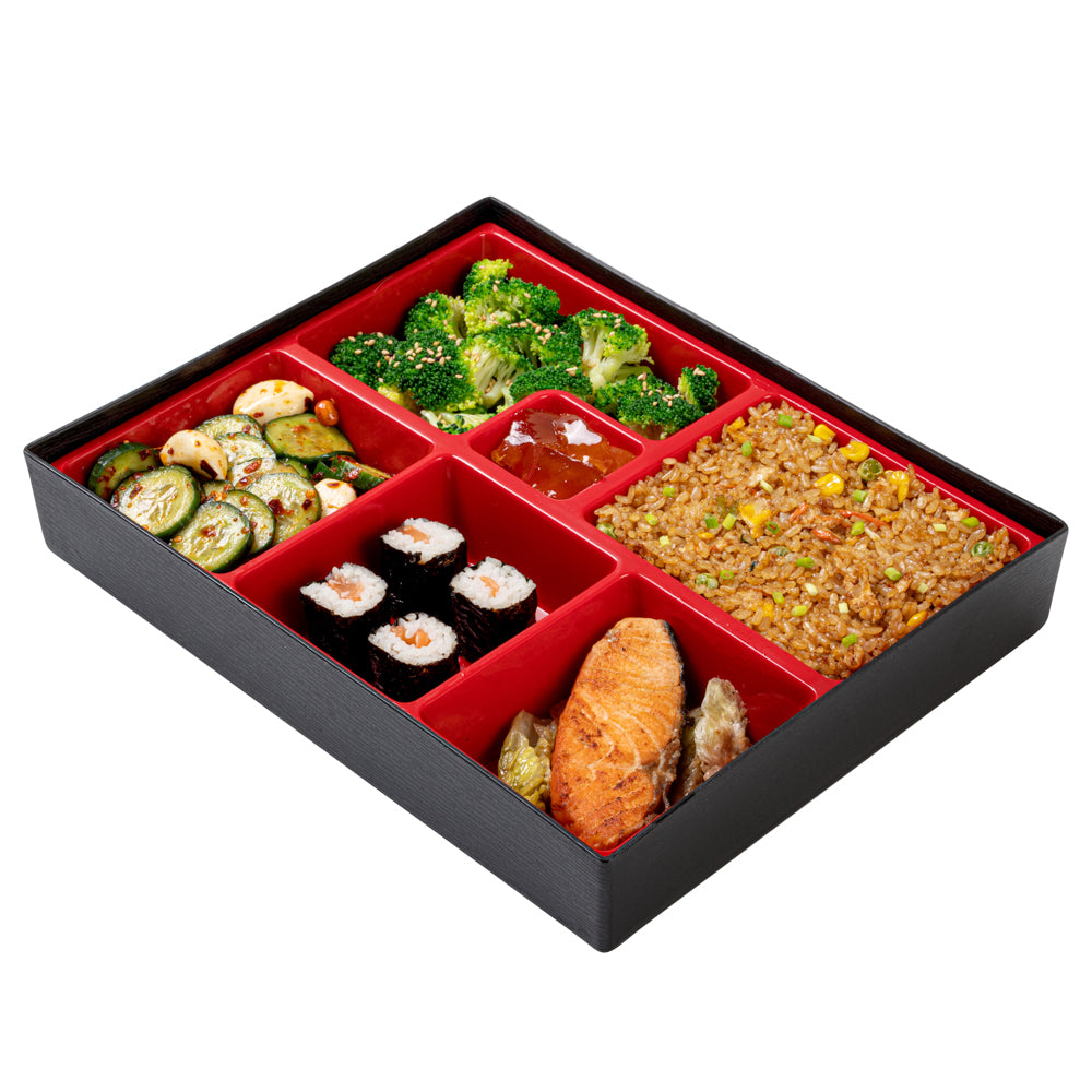 Bento Large Bento Tek Rectangle Black and Red Large Japanese Style Bento Box - 6 ...